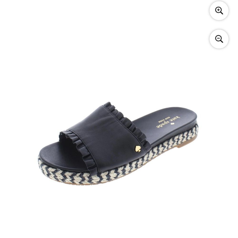 Kate Spade Womens Zahara Leather Slip On Flat Sandals Black